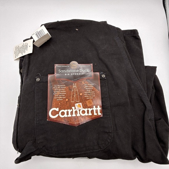 Carhartt Sandstone Bib Overall Double Knee Men 36X30 R06 ONX Onyx Black NWT NOS